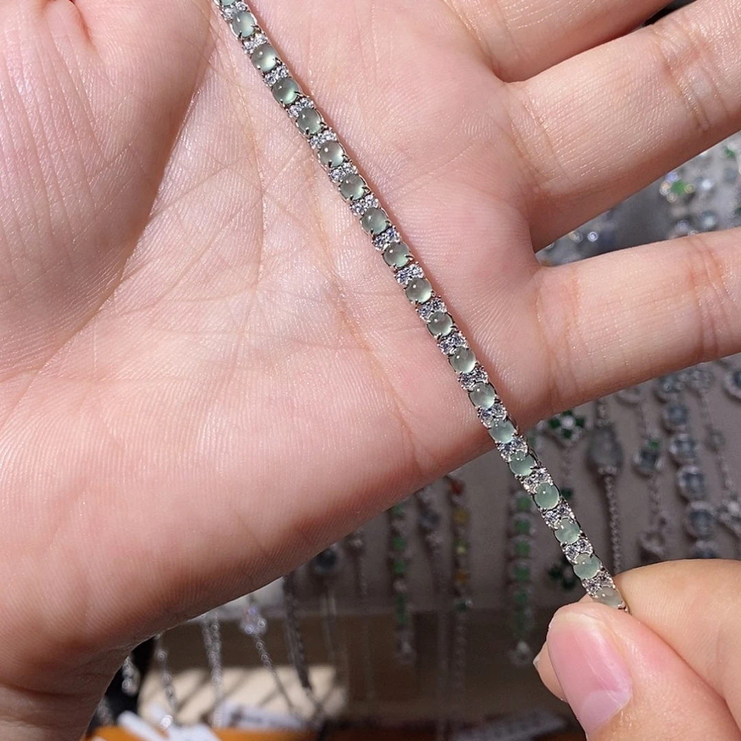 翡翠银S925镶嵌手链