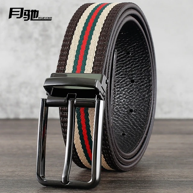 帆布皮带男女士腰带真皮牛仔裤头层牛皮青年针扣宽休闲潮流休闲款