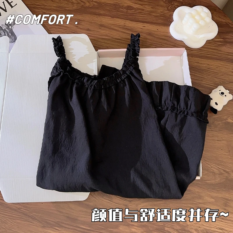 2025新款睡衣女士性感木耳边吊带睡裙可外穿宽松薄款夏季天家居服