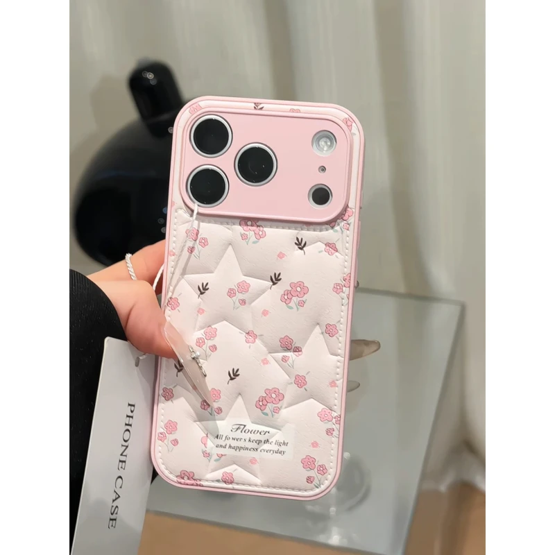 小碎花适用苹果17Pro手机壳16pm肤感五角星小众15plus防摔华为p80