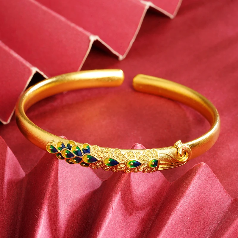 24-KK138时尚精美气质款孔雀开屏开口手镯