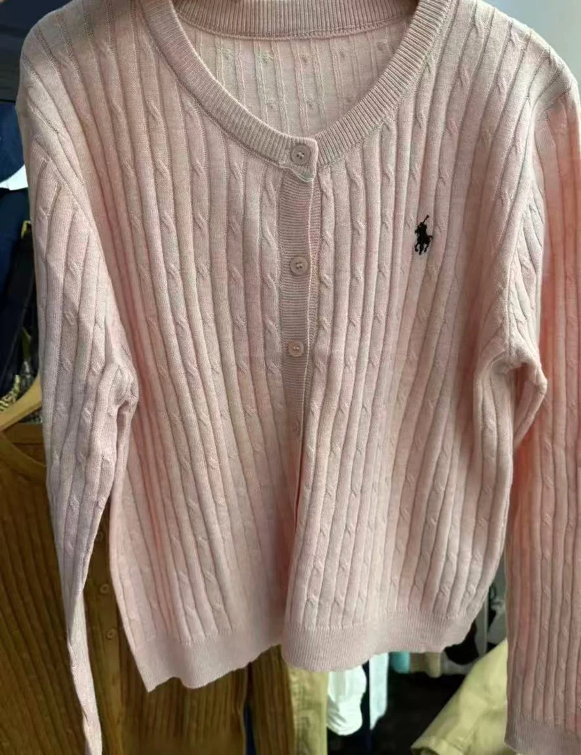 E316显瘦女上衣圆领女装长袖毛针织衫开衫条纹针织