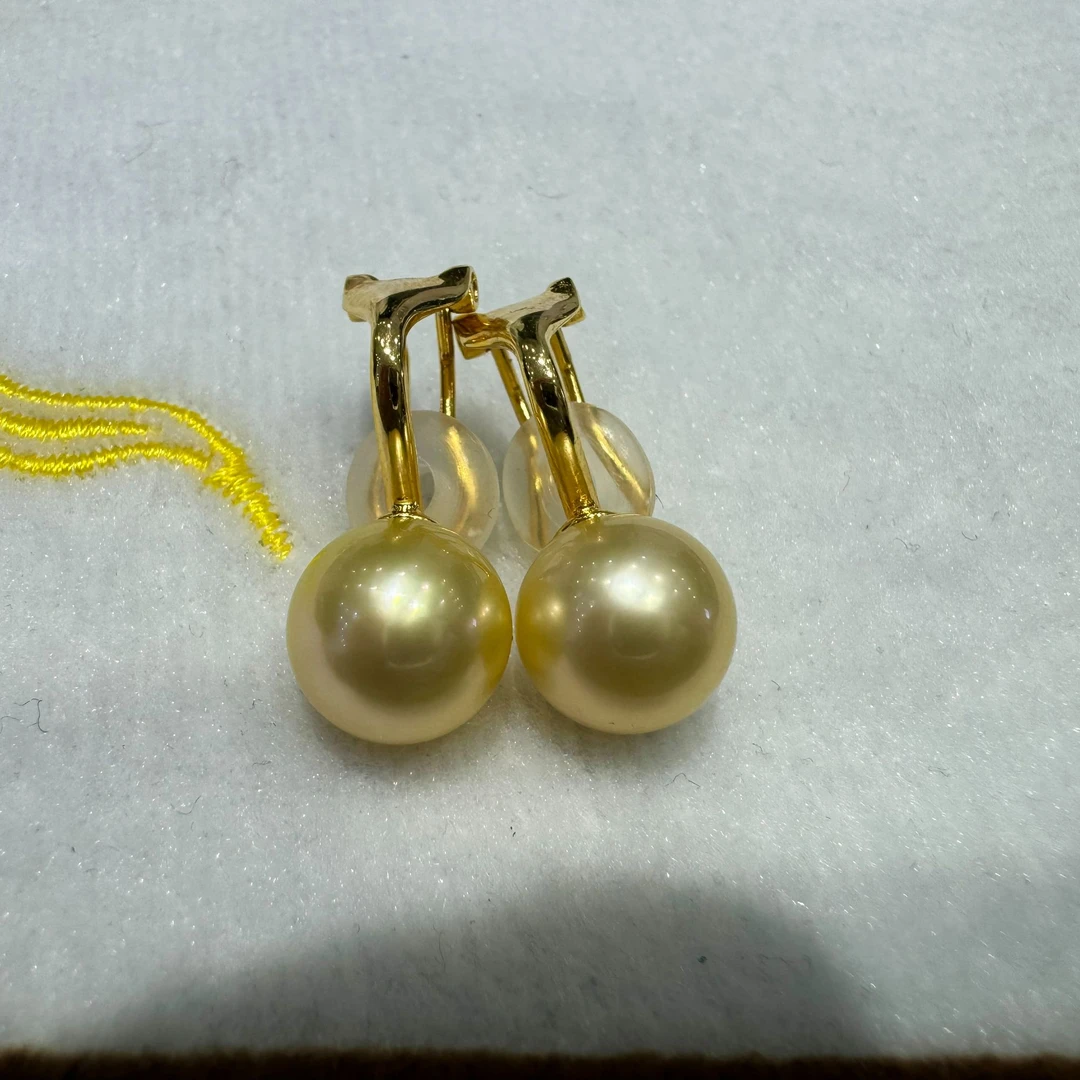 【悦礼】南洋金珠耳夹10-11mm S925银