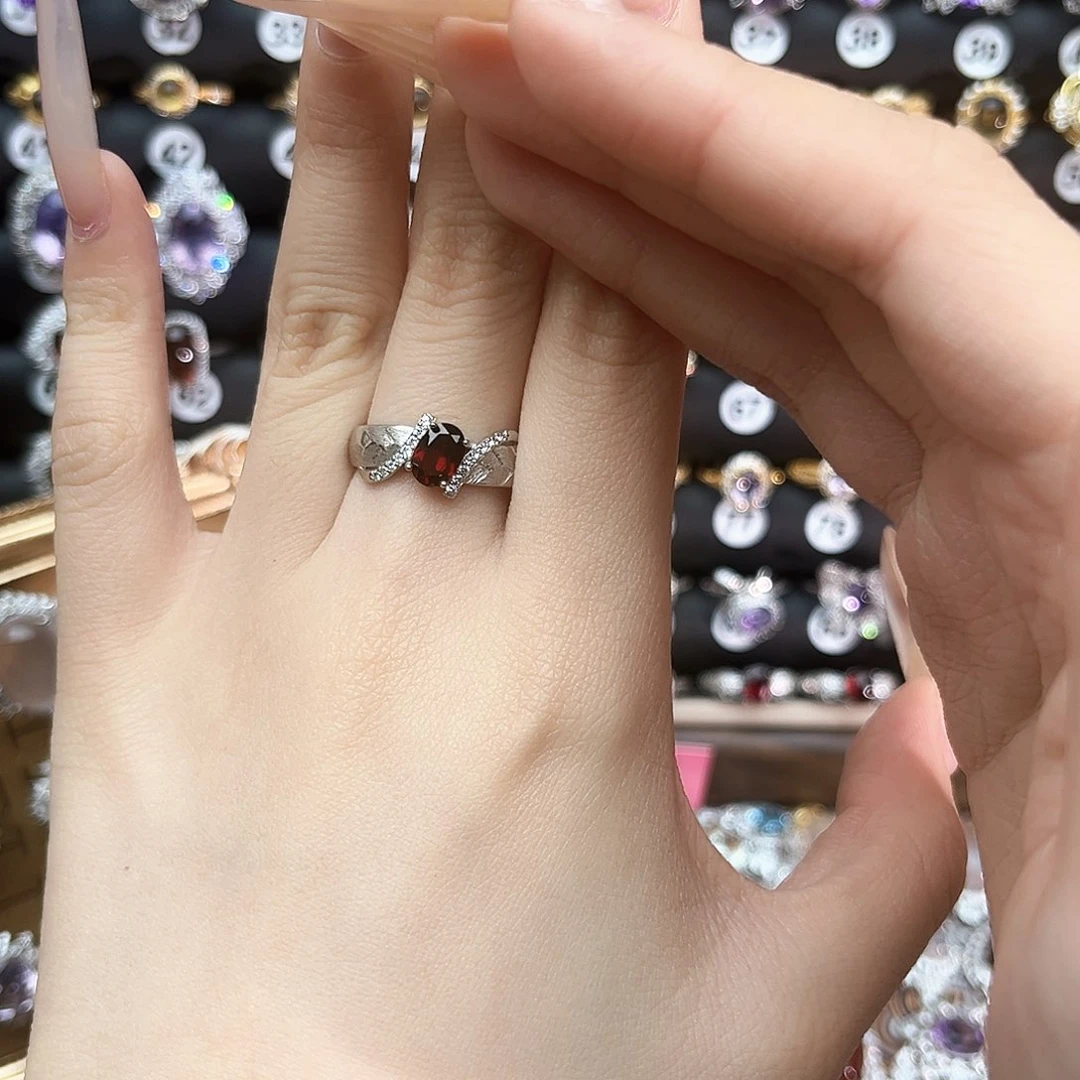 银S925镶嵌戒指烟晶