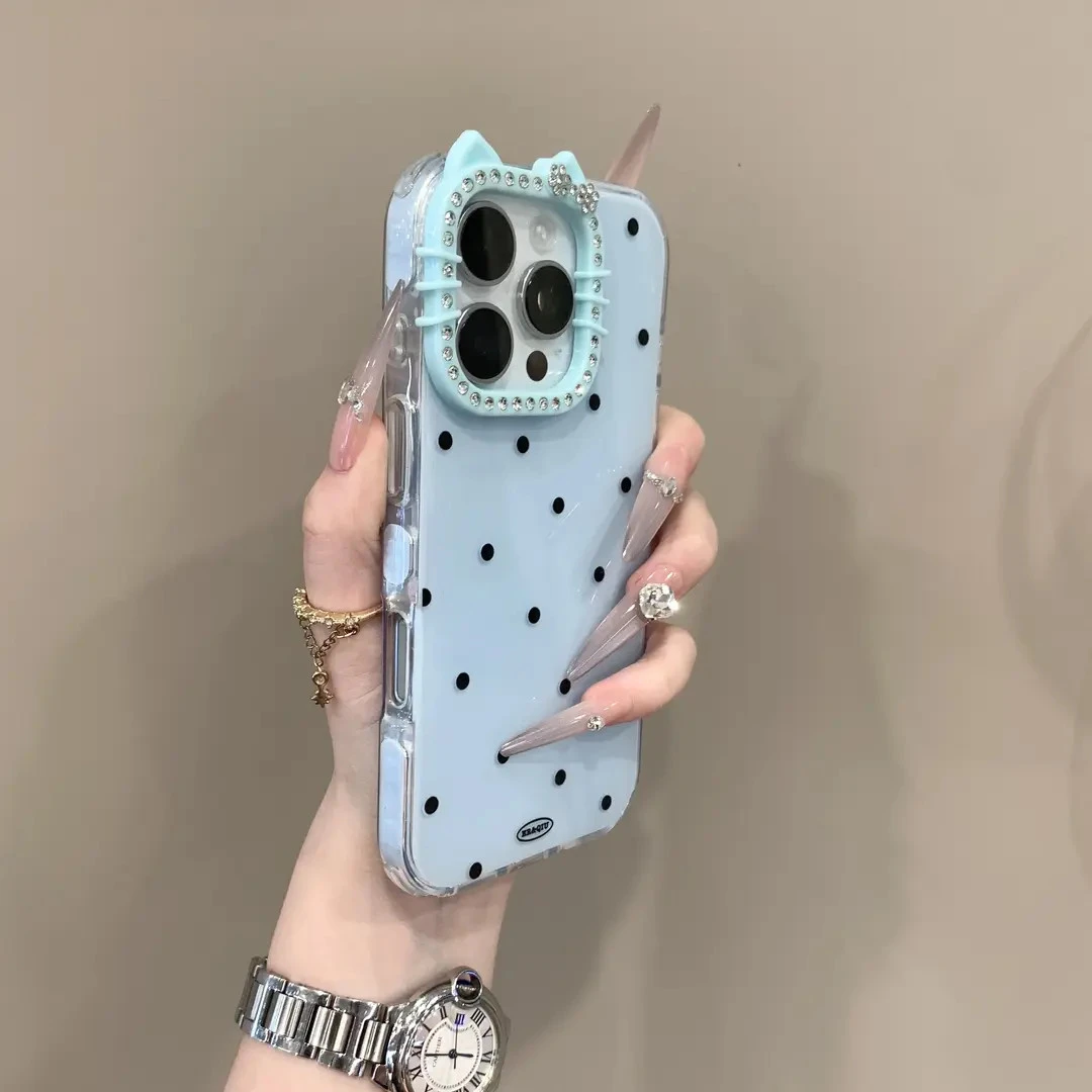 高颜值kitty闪钻镜头果冻iPhone16手机壳苹果15纯色14女13新款女