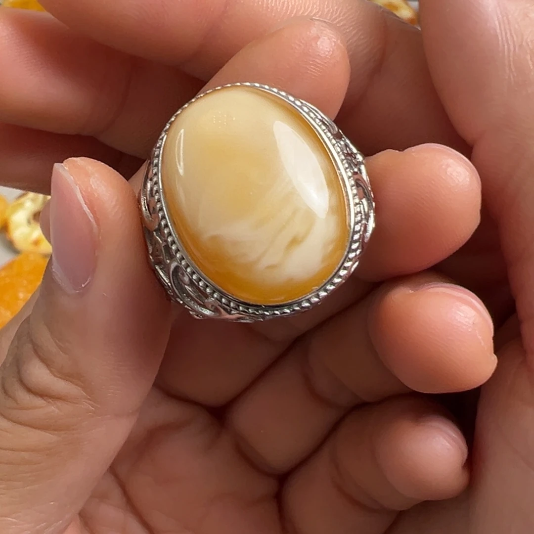 蜜蜡银S925镶嵌裸石蜜蜡