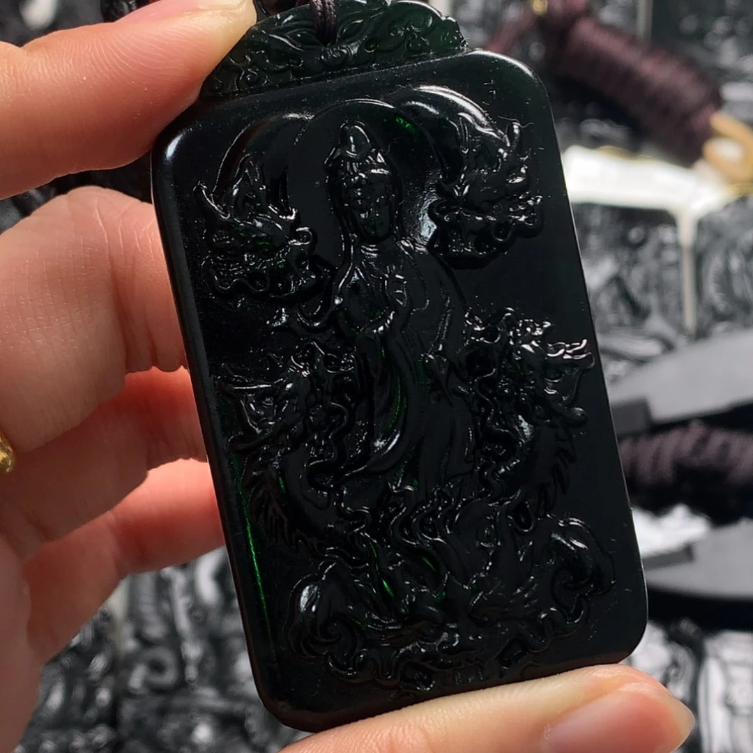 天然缅甸a货钢琴黑挂件