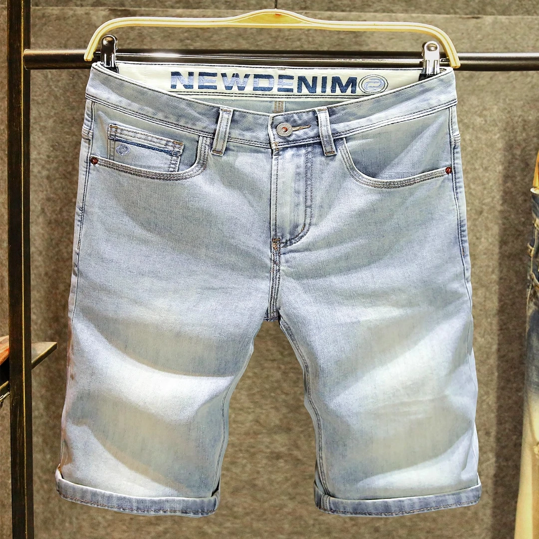 Cebrodz高端浅色牛仔短裤男时尚五分裤潮流休闲裤2025夏薄款中裤