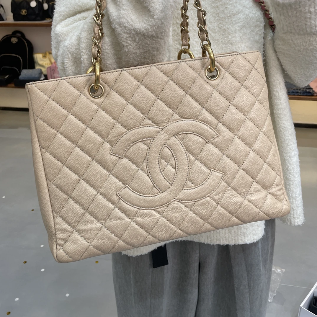 95新 Chanel/香奈儿 夏七中古/奶茶色gst单肩包