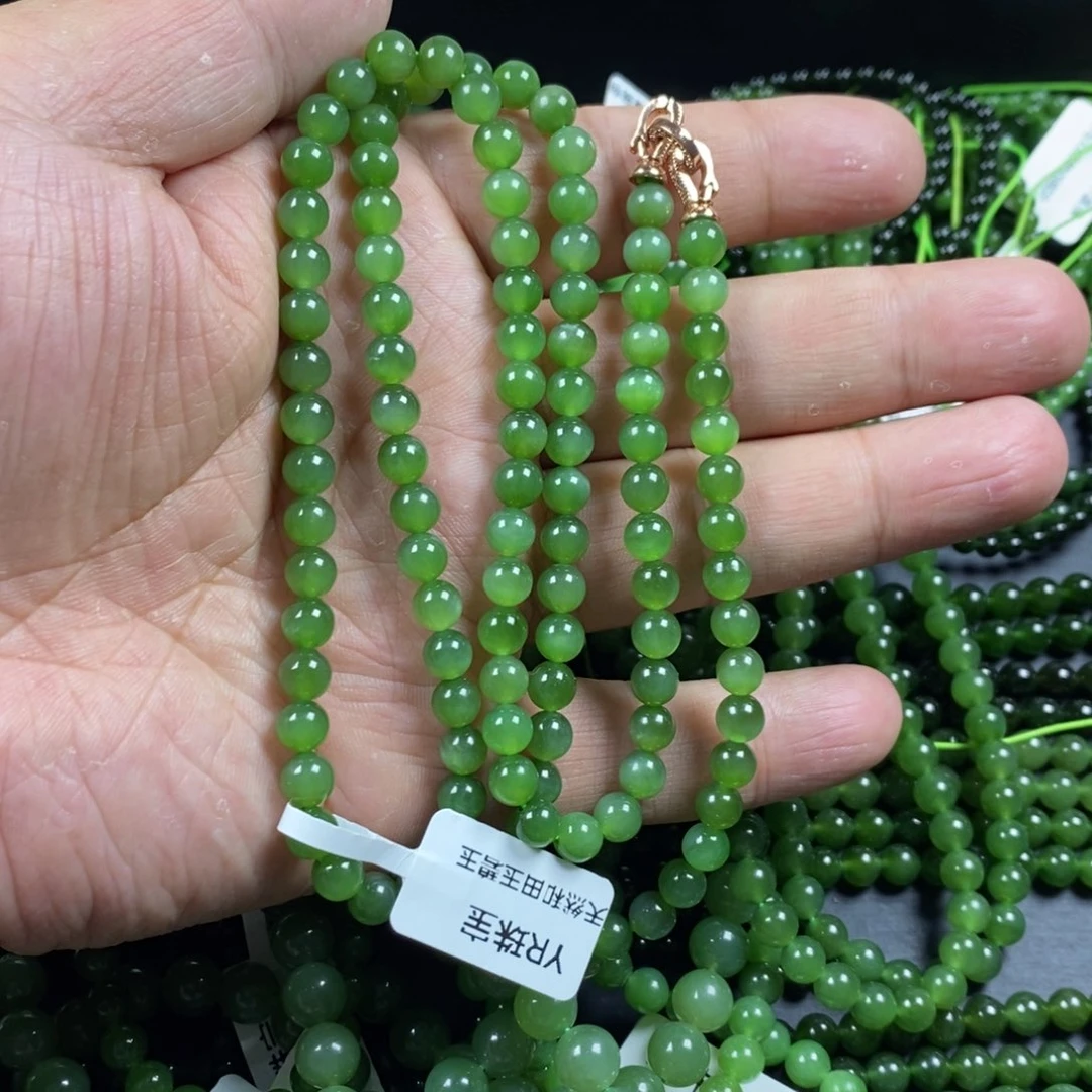 和田玉（碧玉）未镶嵌项链桃**爱6mm