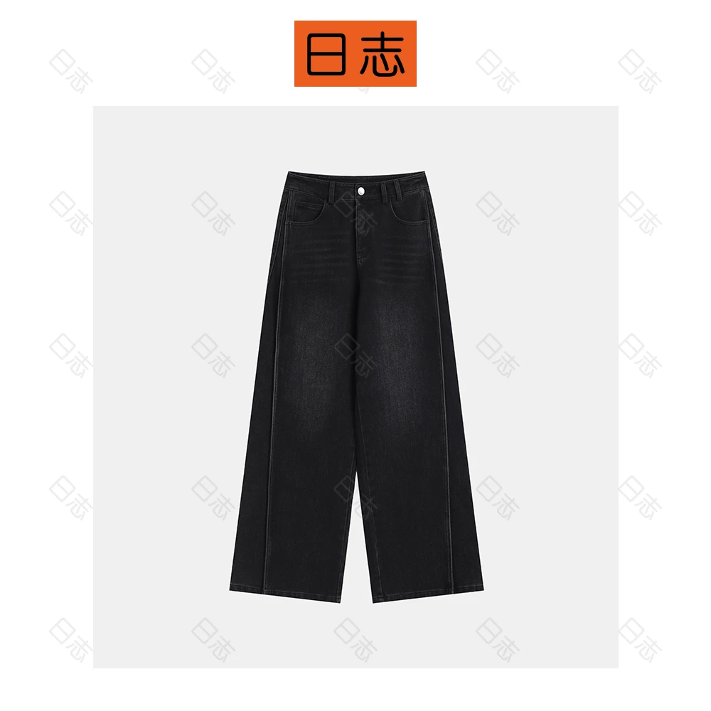 喇叭直筒黑色休闲风常规女裤DD53H311