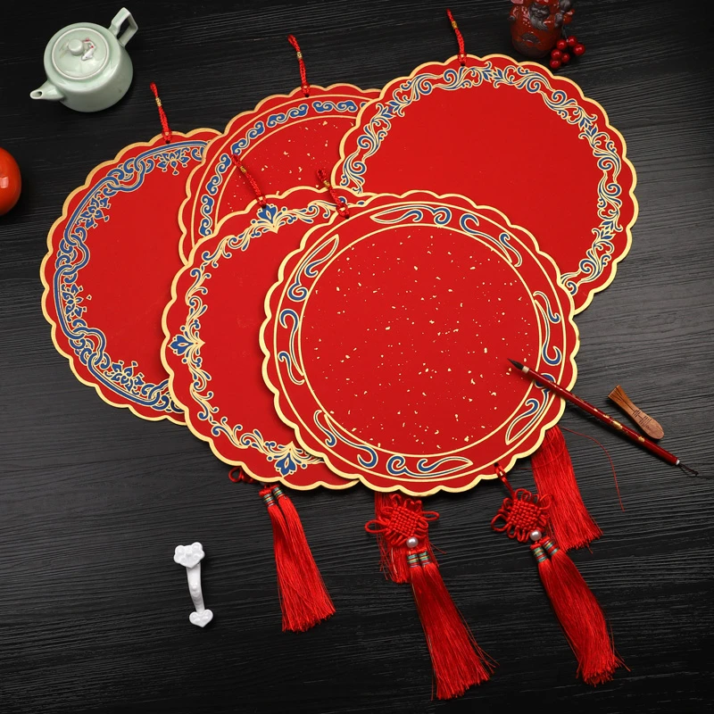 2026马年新款花瓣福卡挂件万年红福字卡纸书法作品纸红色洒金宣纸