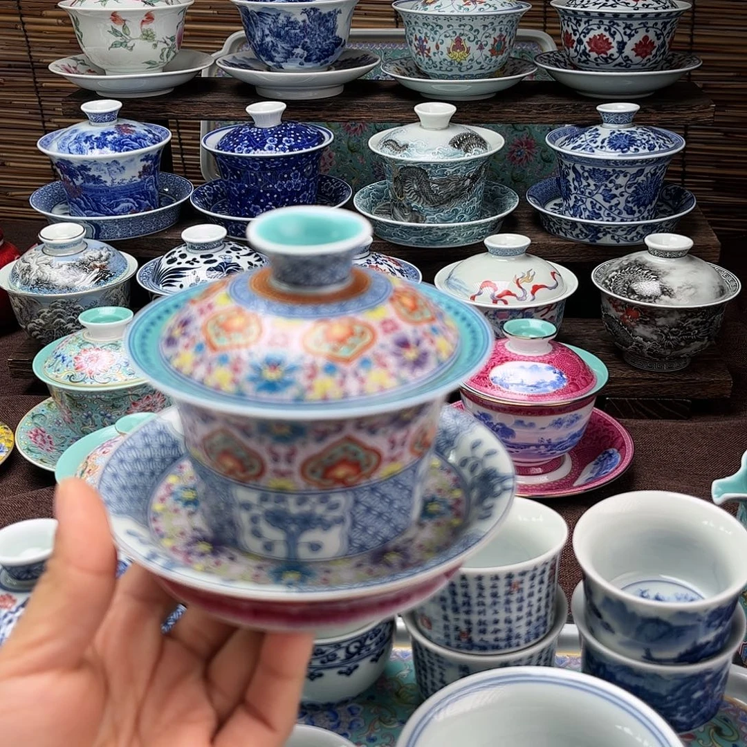 景德镇陶瓷三才盖碗