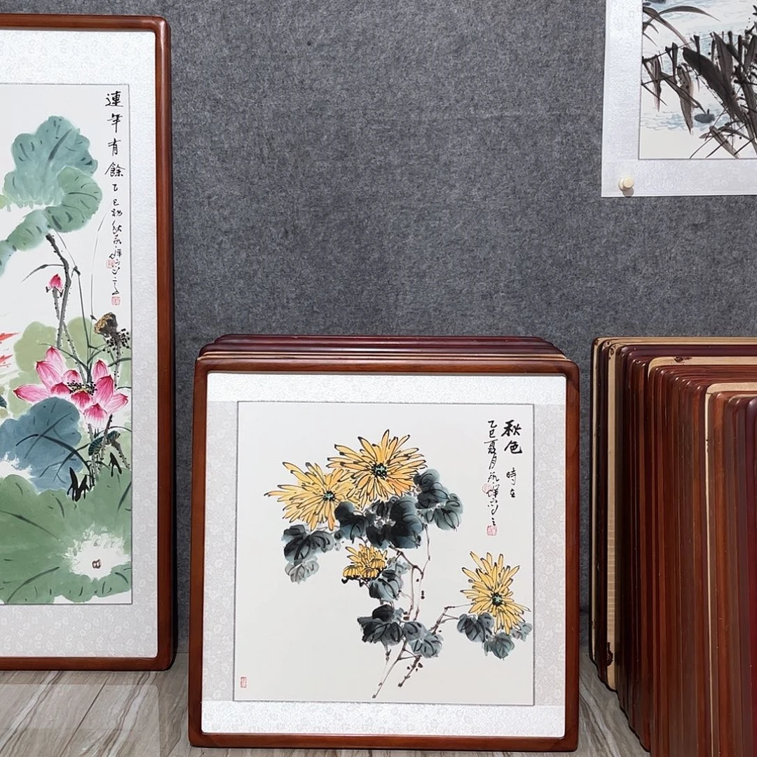 国画书画作品带框63×63