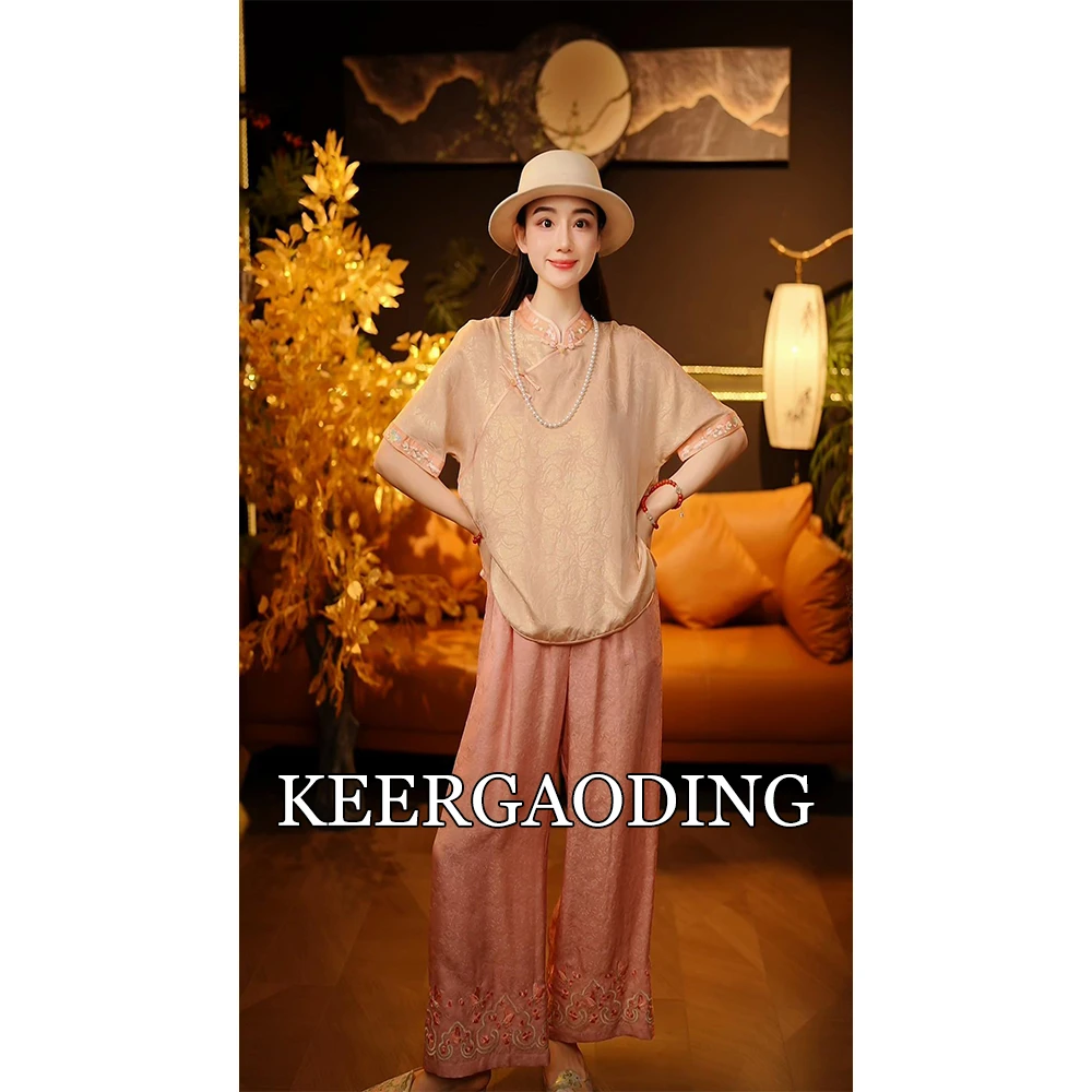 【可儿•高定】高端新中式国风设计师款桑蚕丝短袖上衣BZ-GH35349