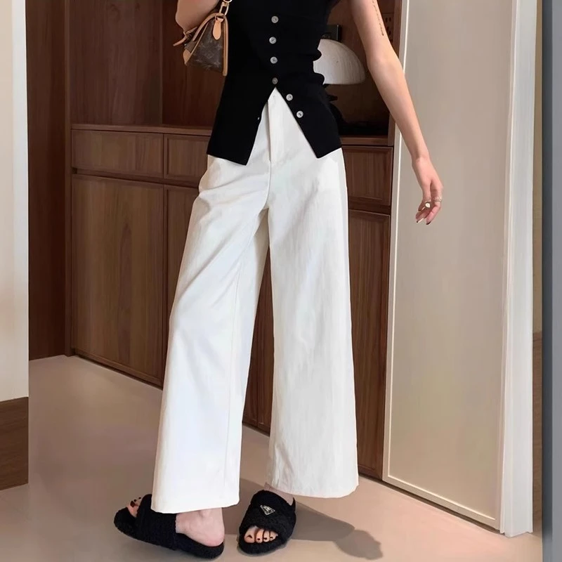 小个子梨型身材宽松遮胯休闲裤女夏季薄款高腰显瘦垂感九分直筒裤