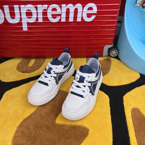 【艳阳家】春夏新款男款夏季板鞋真皮透气时尚潮流百搭网面系带潮鞋