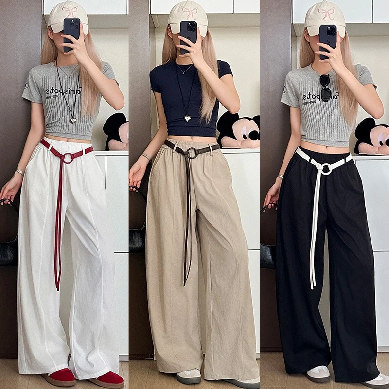 (松紧腰+运费险)韩系ins慵懒感气球裤夏季压褶遮肚简约宽松长裤女