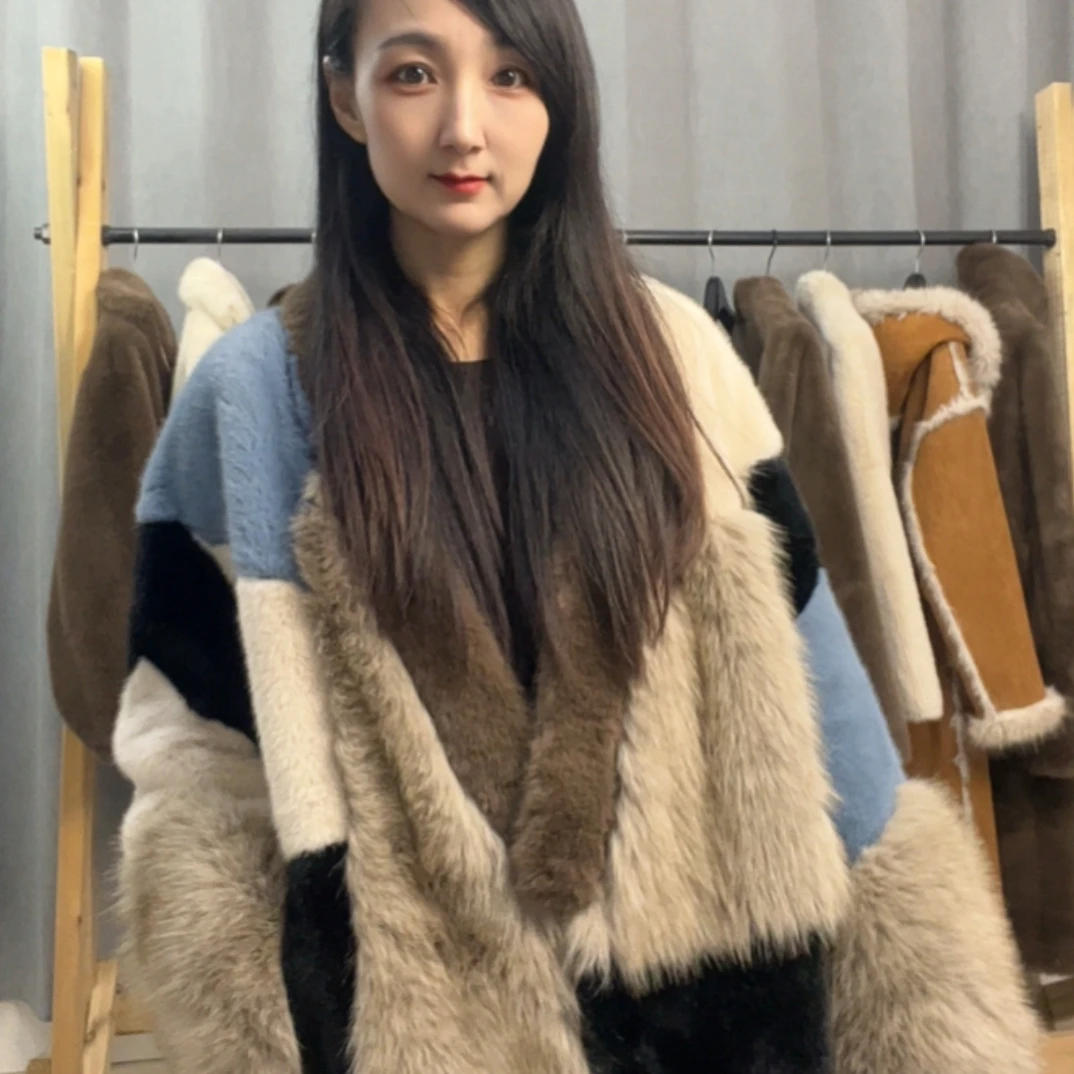 多色超级洋气慵懒风宽松型保暖外套休闲开衫时尚加厚款