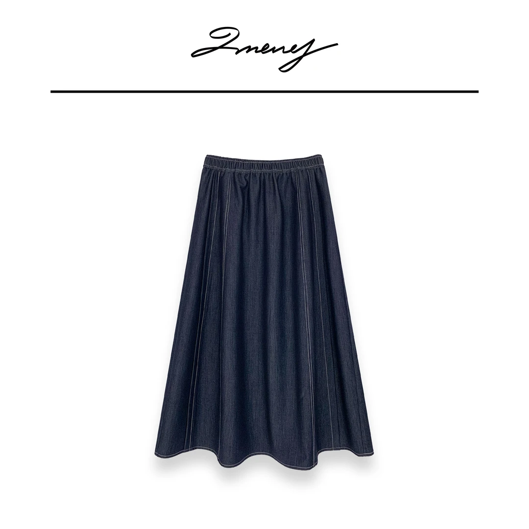 LMENY明线牛仔裙~黑科技撞色明线显瘦仿牛仔半身裙25AQ013