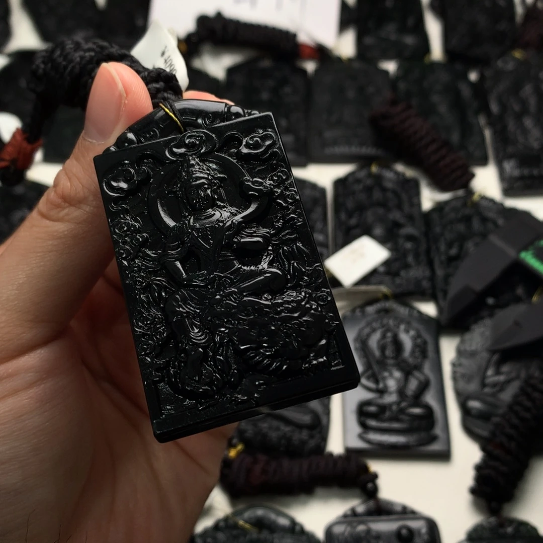 天然缅甸a货钢琴黑挂件