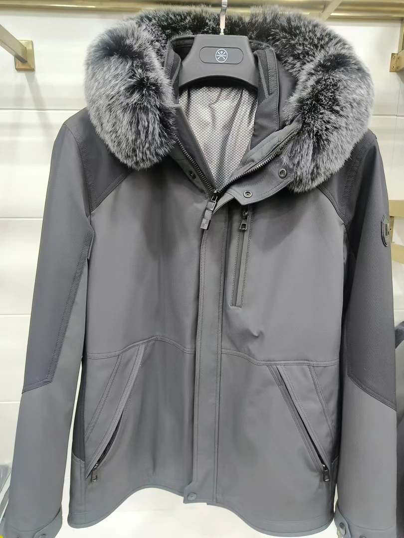 连帽厚款拉链大毛领休闲冲锋衣男款百搭