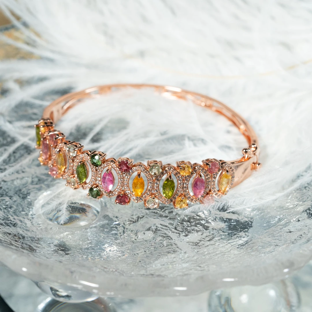 50418-GSDCP4轻奢碧玺手镯气质时尚开口镯