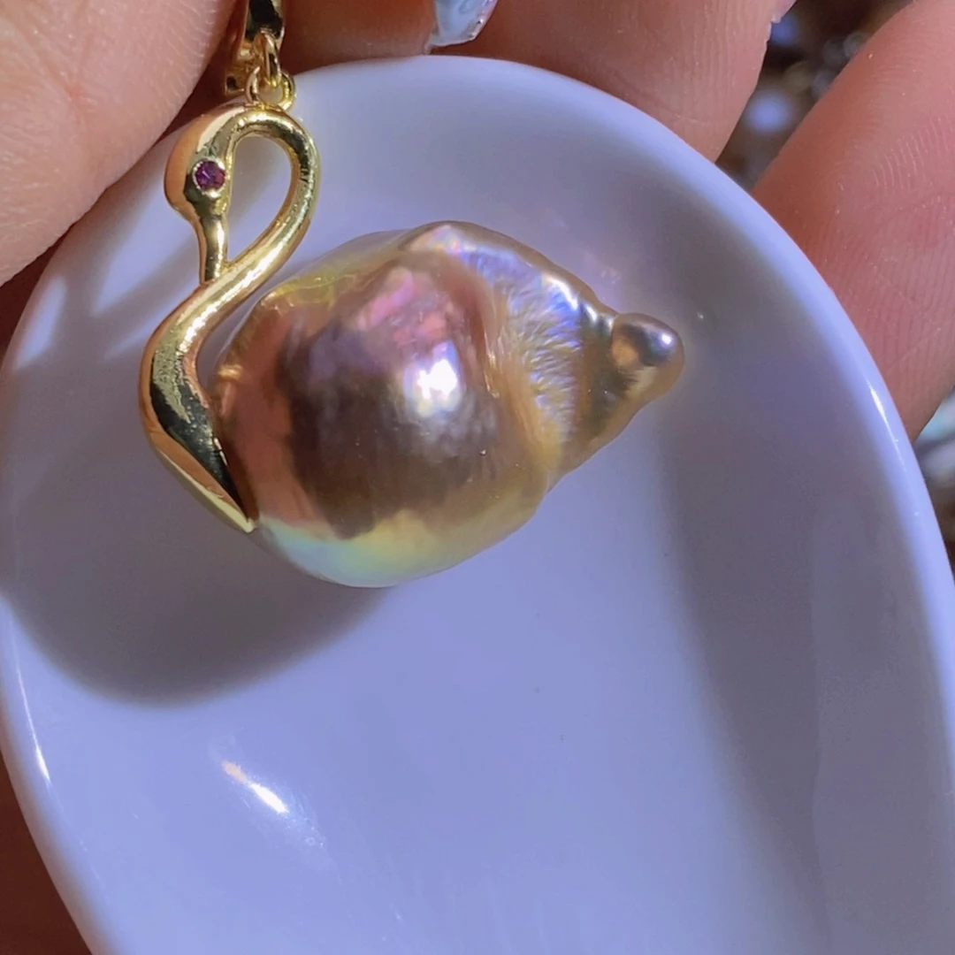 银S925镶嵌淡水珍珠微瑕