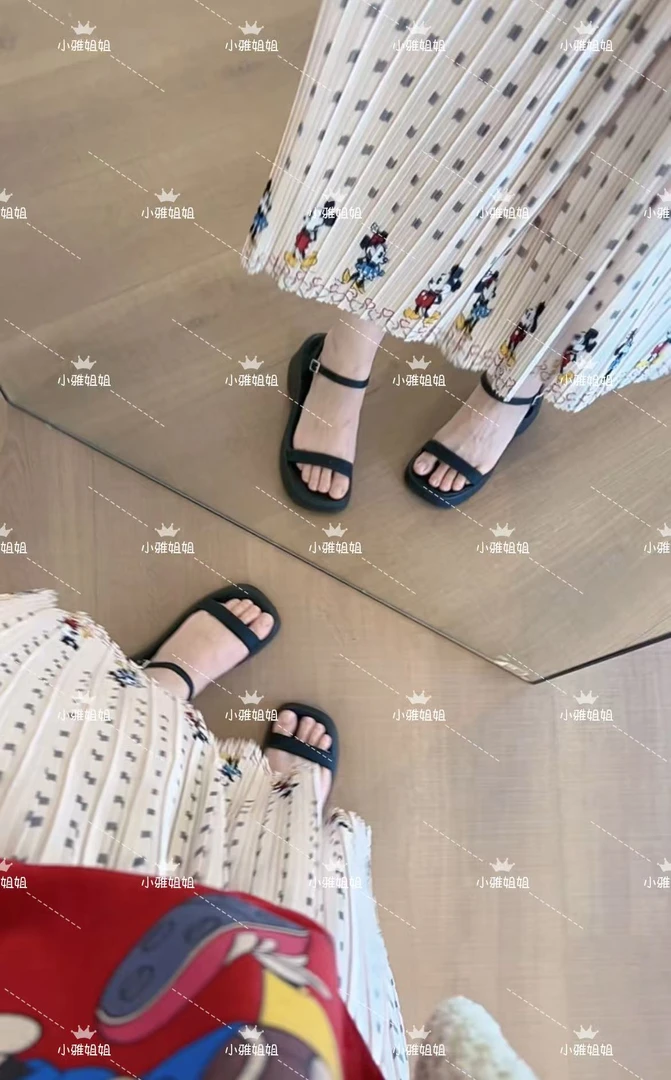 小雅姐姐  夏季复古卡通印花压褶减龄半身裙IX45