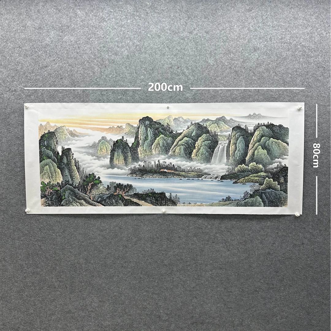 【山水画】张恒禄200*80cm手绘礼盒作品（38）山川聚宝