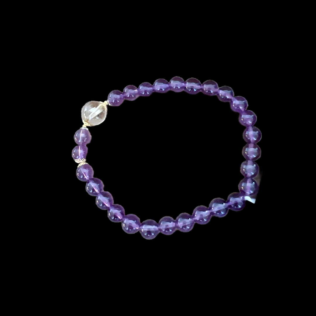 V7220紫水晶18k手串孤品，