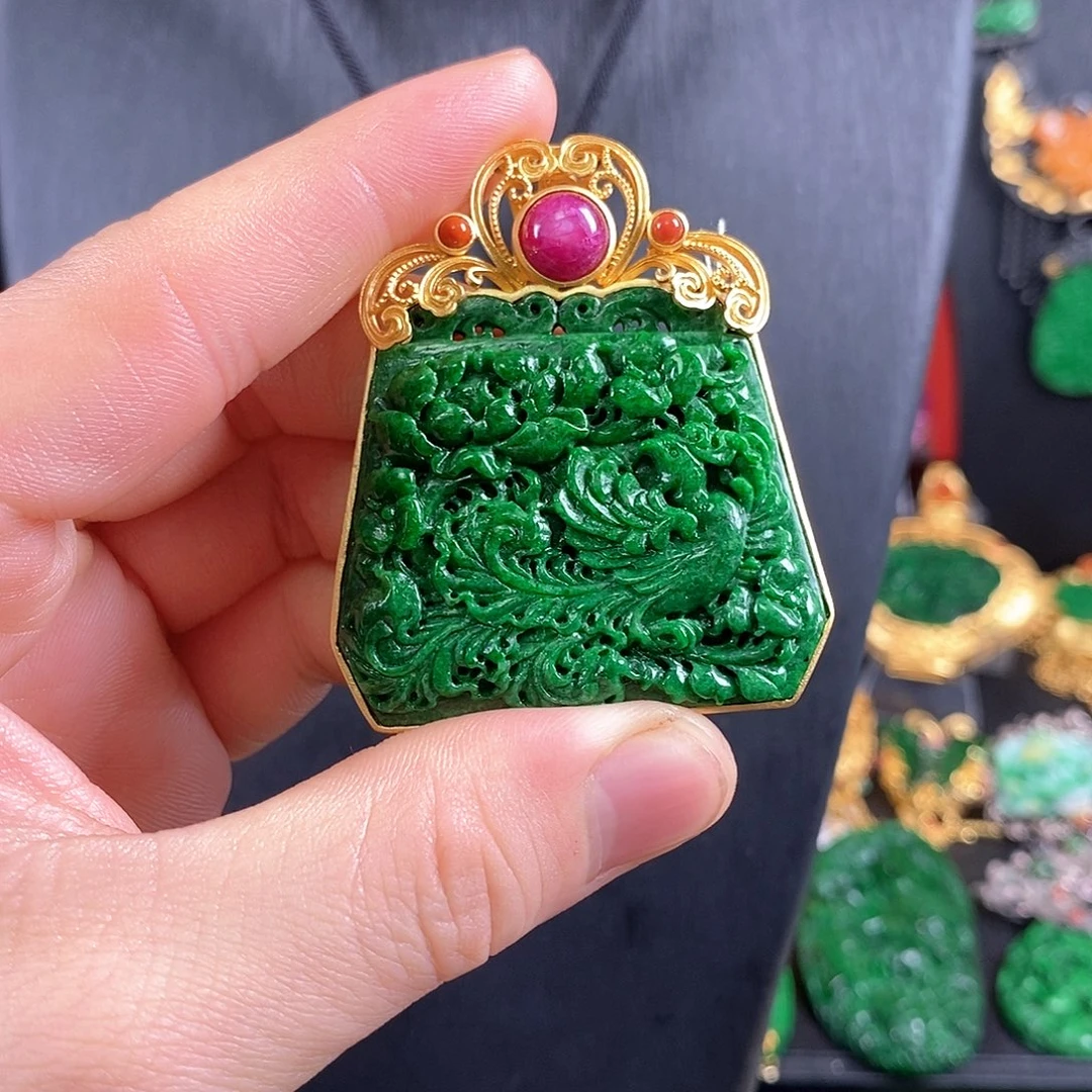 翡翠银S925镶嵌吊坠(赠链)吊坠