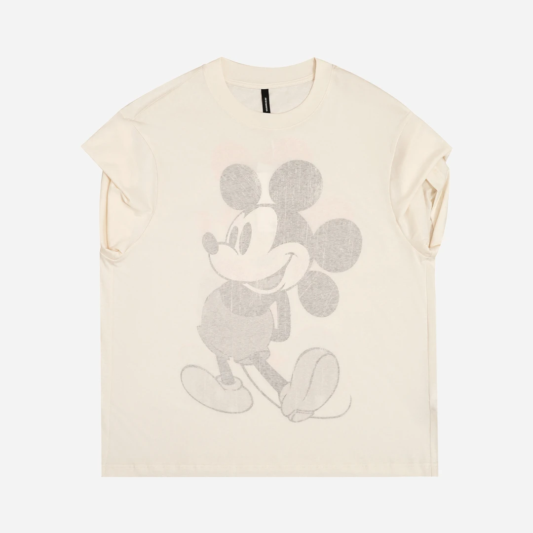 25N夏季新款轻奢高级感美式街头双面设计卡通米奇短袖大T 152610