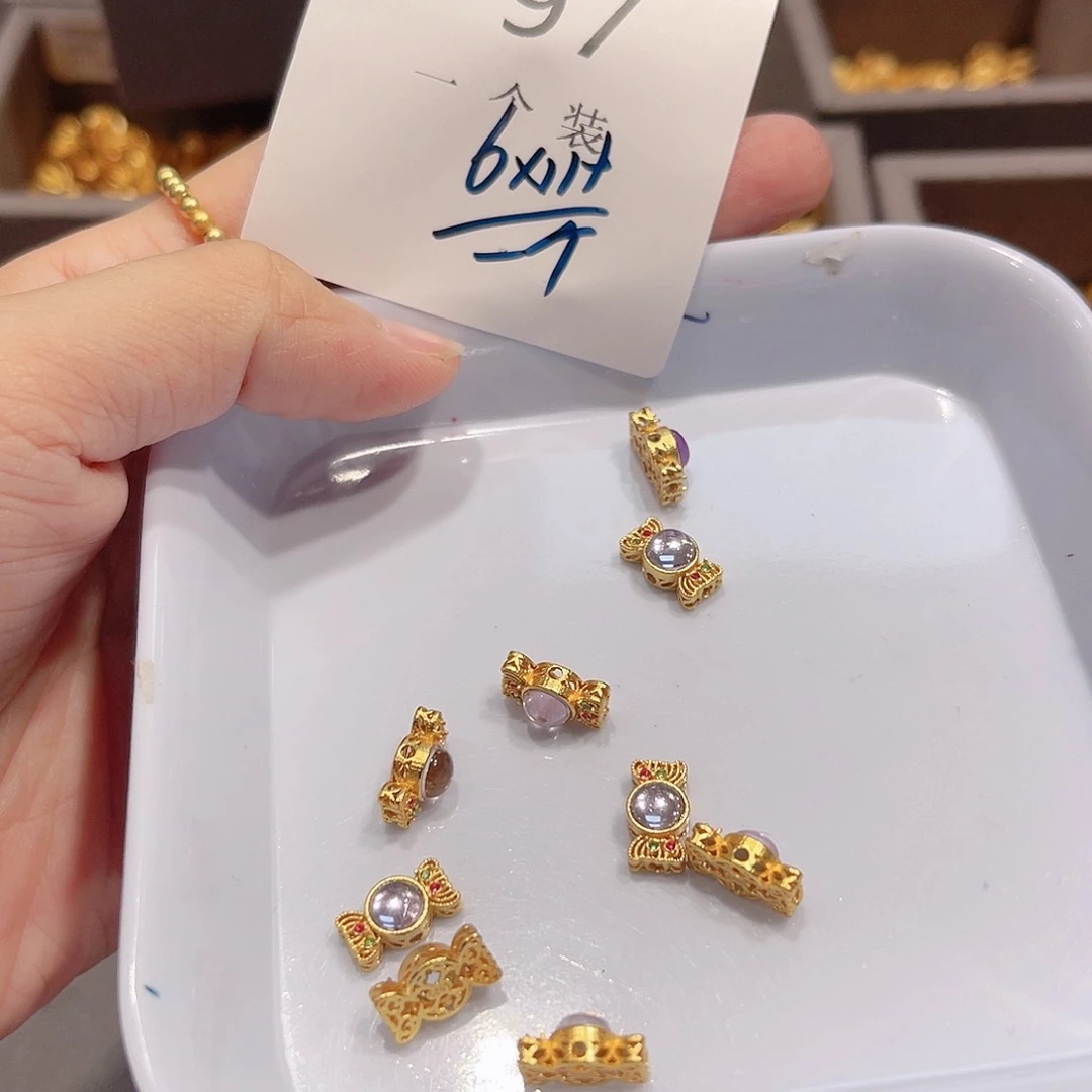水晶珠宝半成品银S925镀金镶嵌97 。