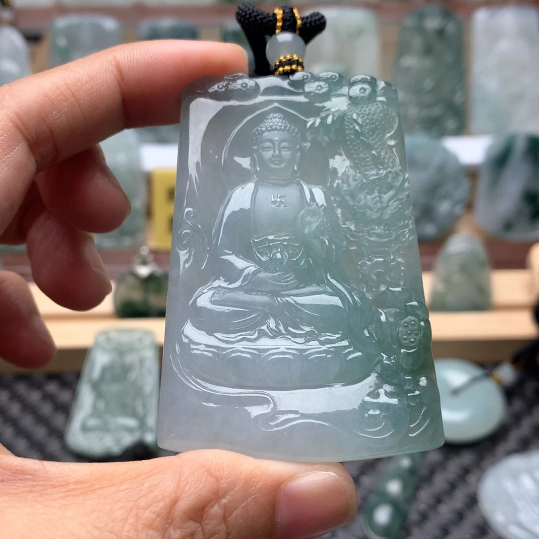 佛***福翡翠未镶嵌吊坠(不含链)阿弥陀佛
