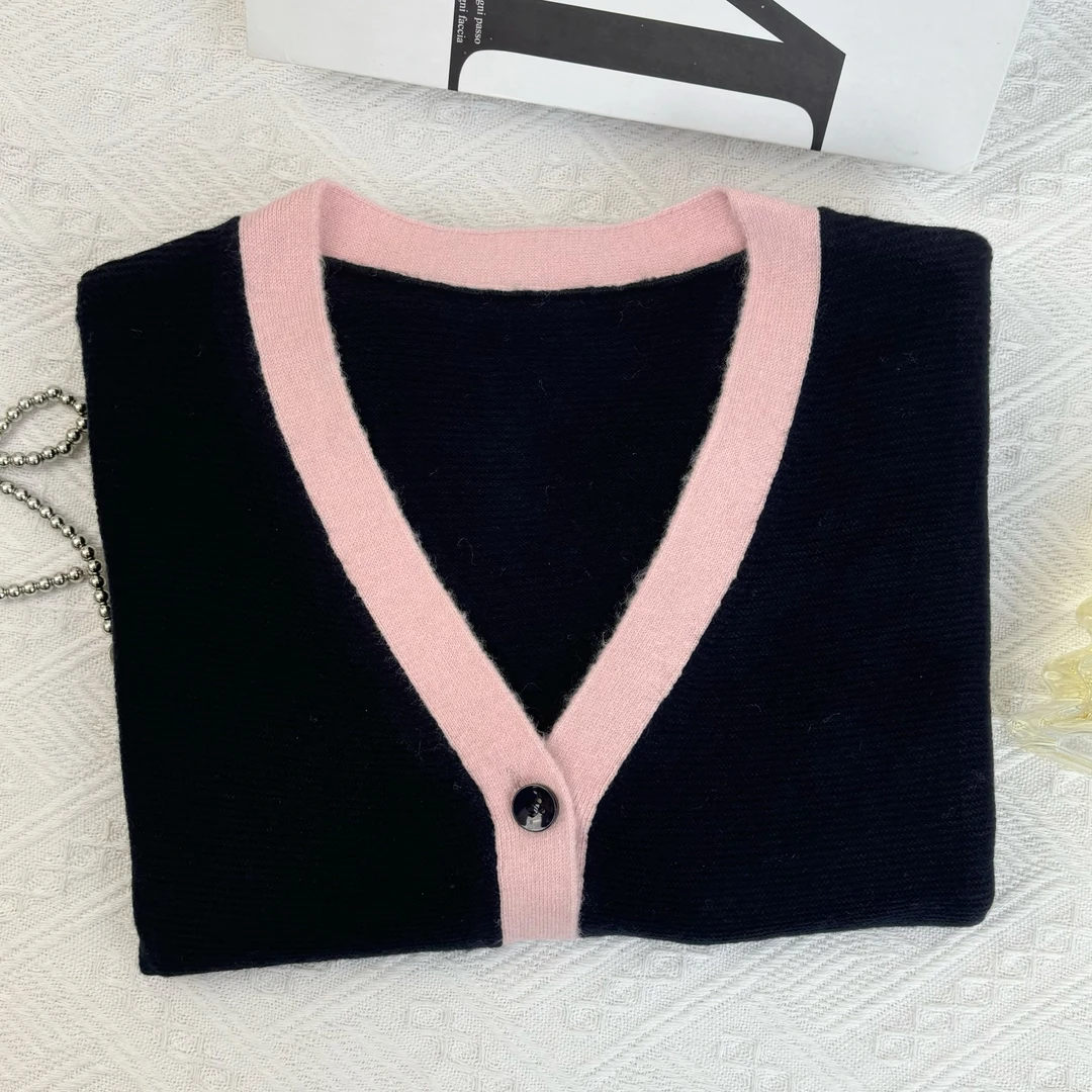 玲姐定制-藏青百搭休闲女士针织毛衣280192