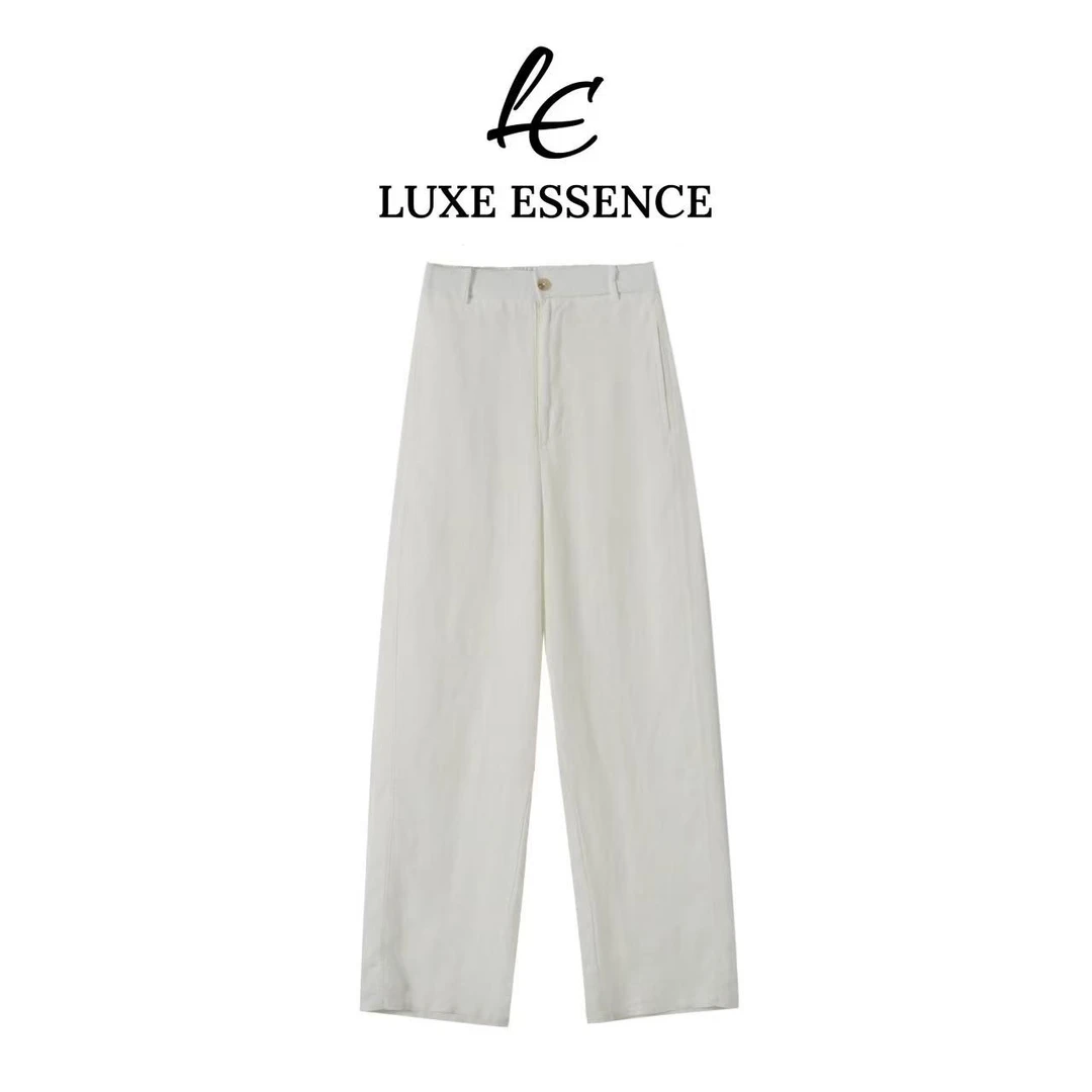 女士新款亚麻裤松弛简约老钱风长裤透气亲肤YM007夏季