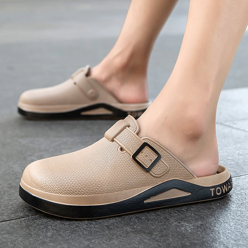 新款半拖包头拖鞋男士夏季外穿时尚勃肯鞋学生懒人鞋厚底防滑凉鞋