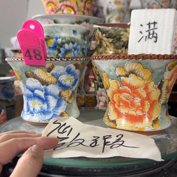 景德镇手绘花盆满38包邮偏远地区除外