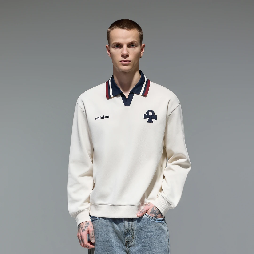 CHINISM赤尘 撞色海鸥领卫衣男秋季新款美式学院风男生长袖上衣