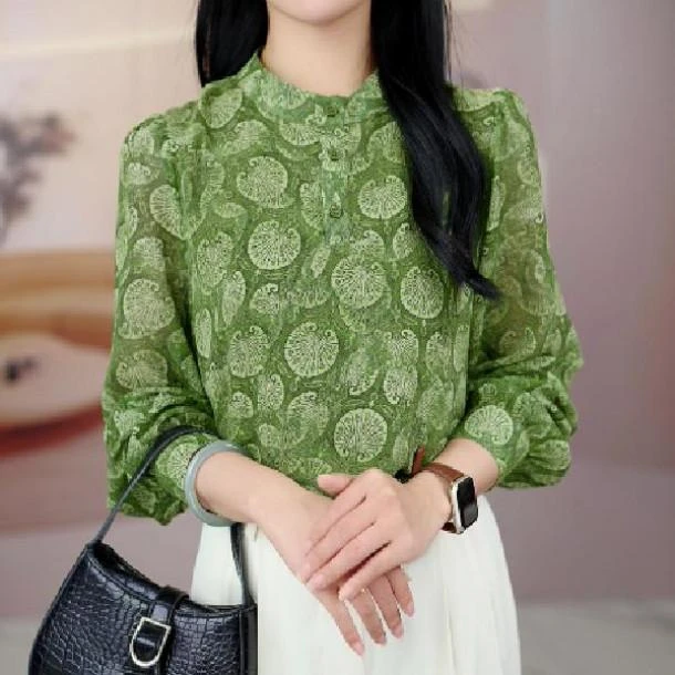 春风又绿2025新款气质高贵长袖衬衫女显瘦减龄衬衣高级感上衣