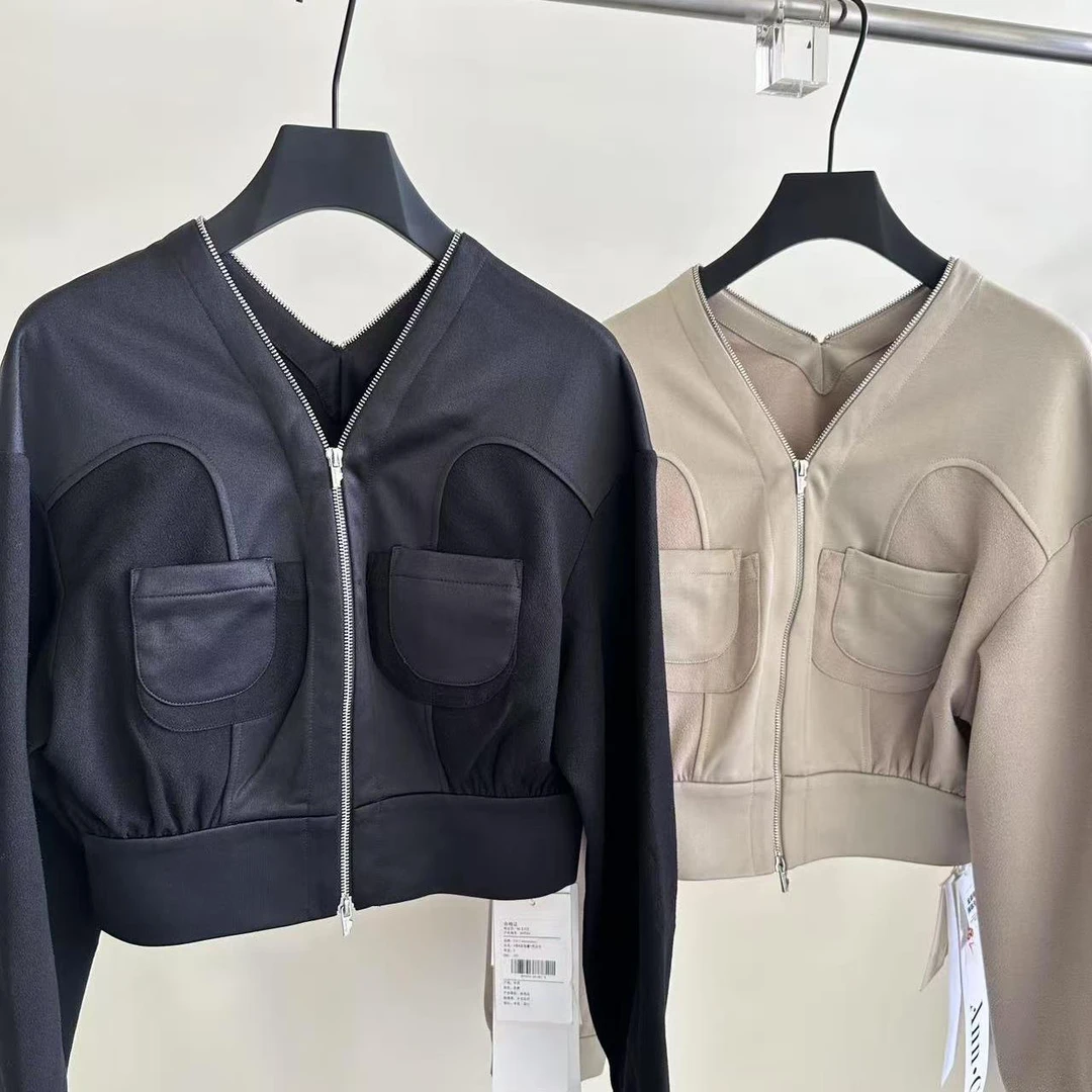 A【Ann.G】B20402春夏季休闲洋气设计感v开叉领夹克外套