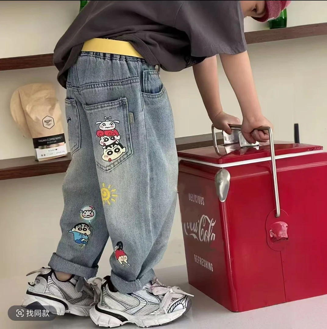 夏季男高腰长男童时髦装童装男童夏季牛仔裤男童薄款