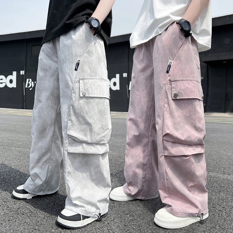 男童裤子夏季薄款宽松防蚊裤2025中大童休闲工装长裤直筒儿童夏装