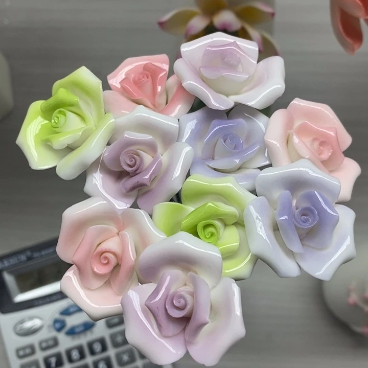 陶瓷陶瓷材料5朵颜色混搭