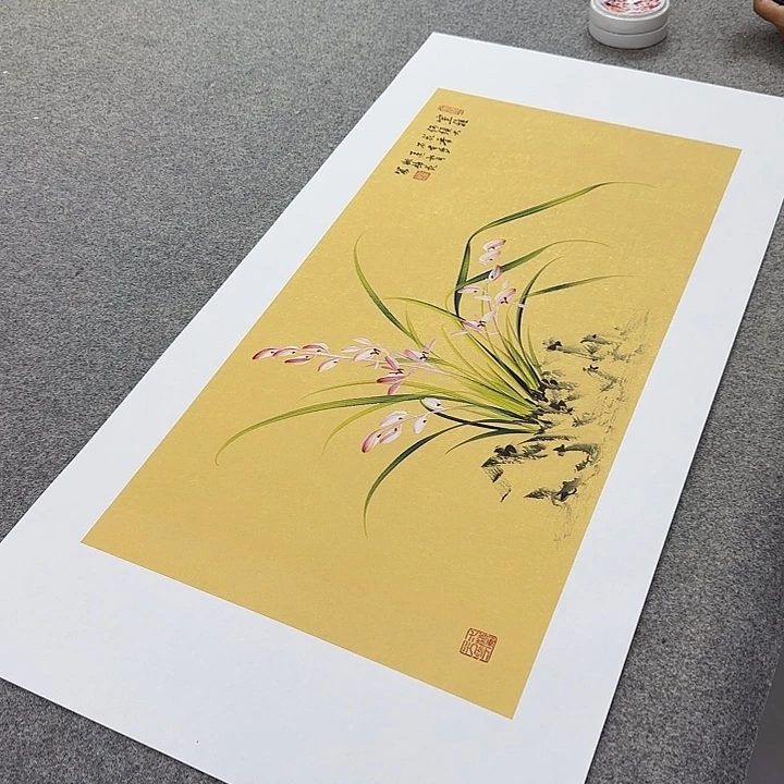 国画国画立体兰花作品