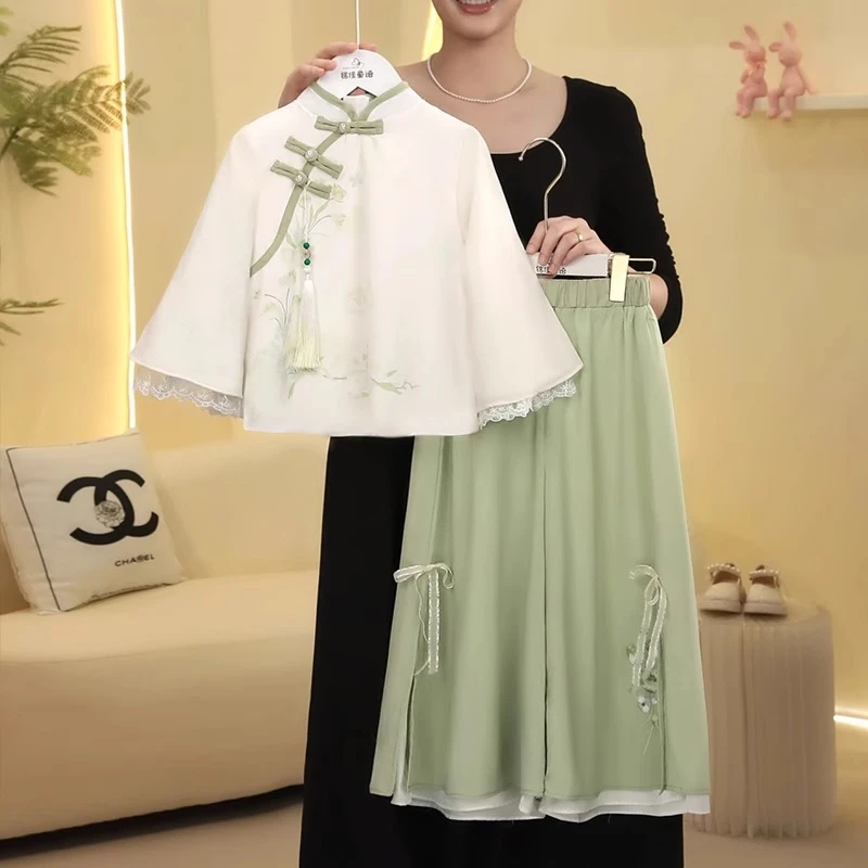 女童汉服夏季2025新款儿童国风套装女孩新中式唐装大童夏装连衣裙