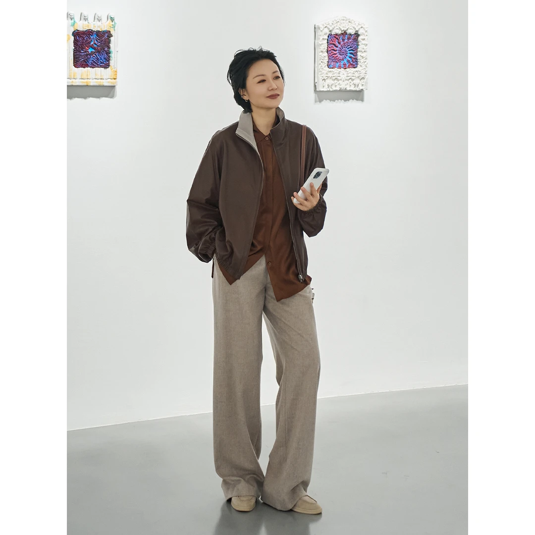 TOFOD 银行家 仅300克纸感小羊皮衣两面穿老钱风外套休闲皮衣