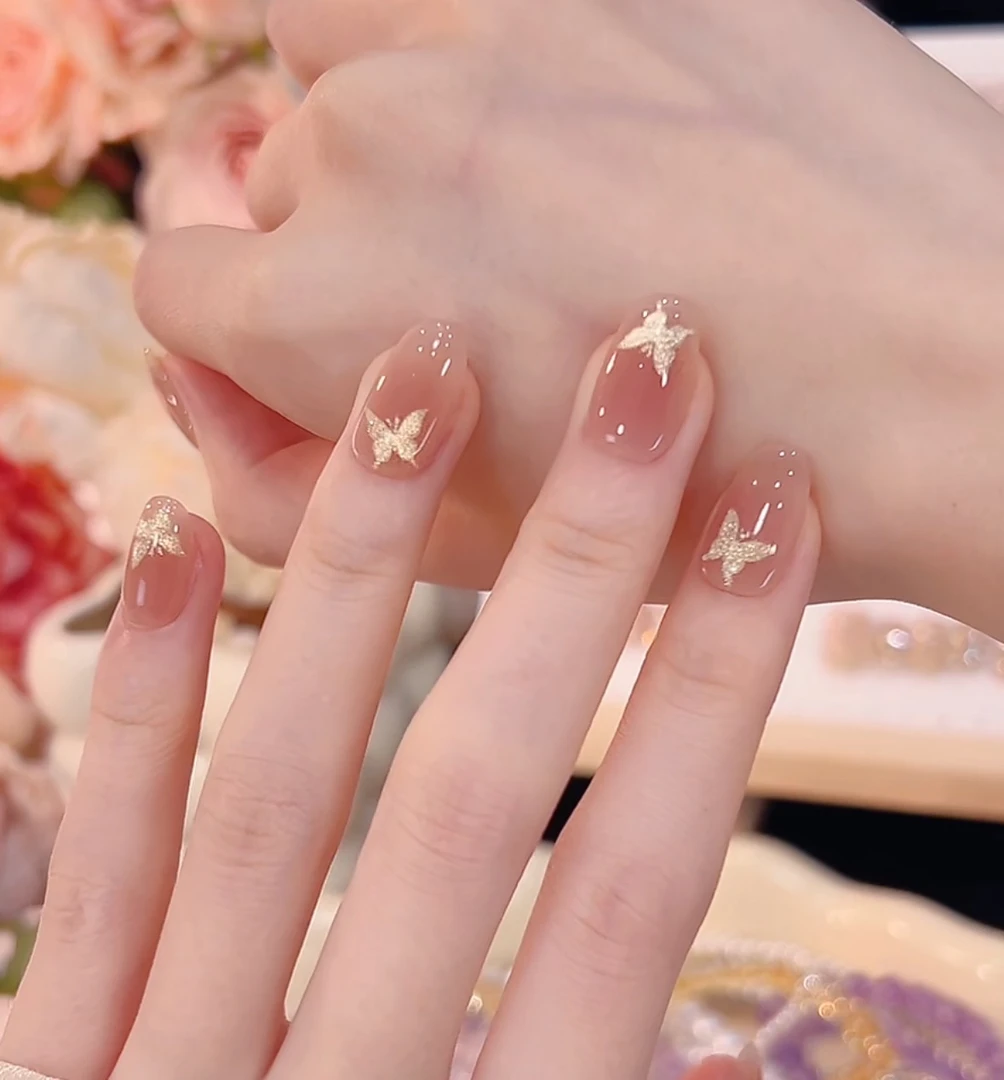 【蝴蝶飞】高级~纯手工穿戴甲可重复使用10个甲片