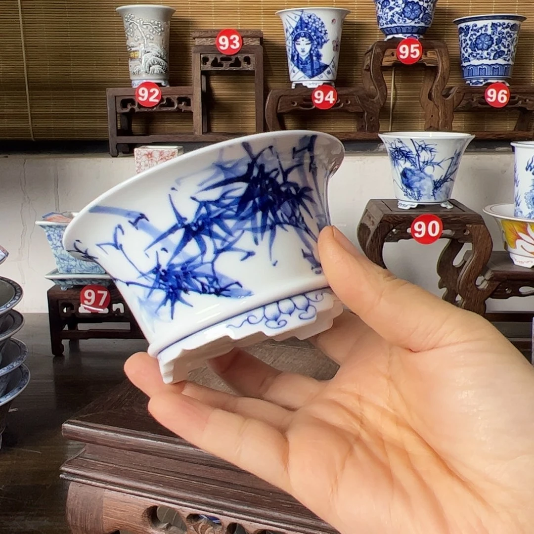 墨奈手绘陶瓷花盆口8高5.3